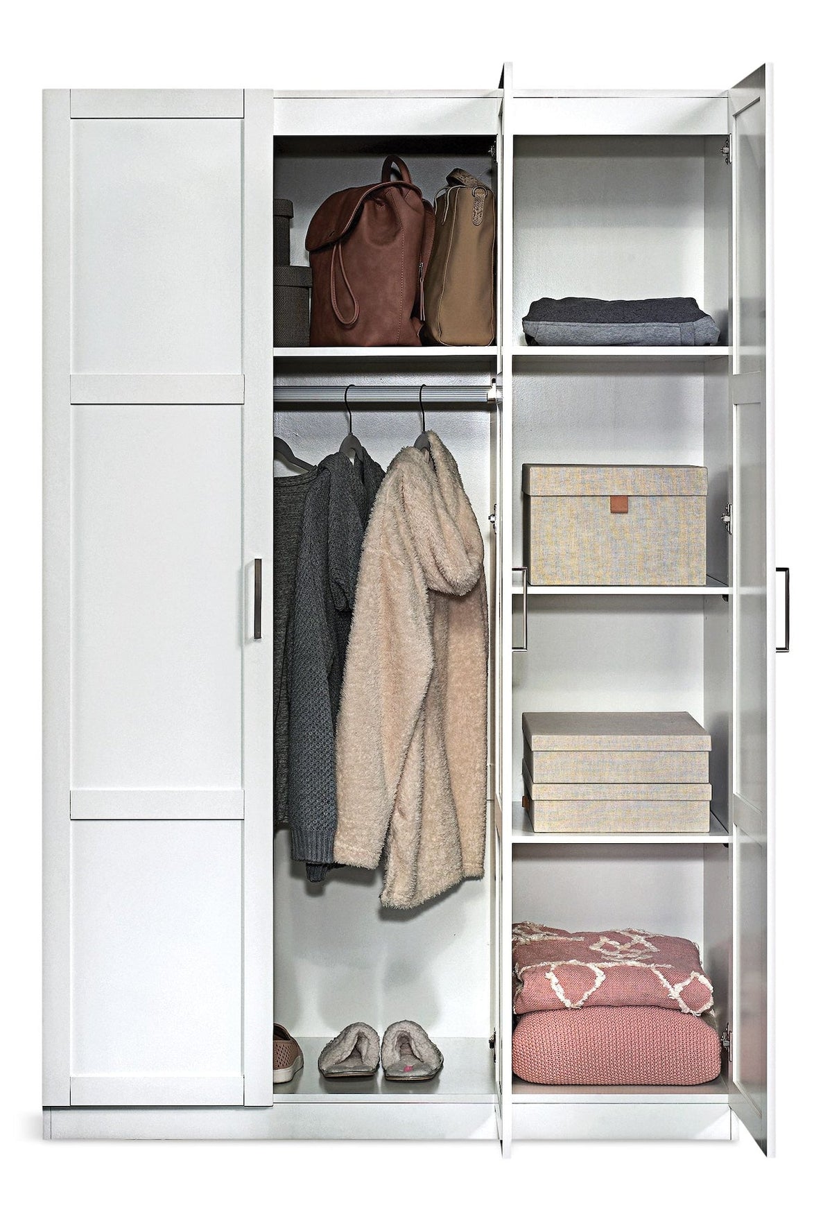 3 Door Wardrobe Shaker, White
