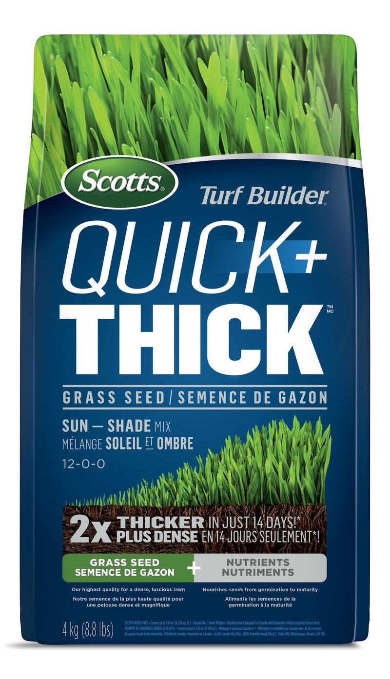 Turf Builder Quick + Thick Sun—Shade Grass Seed & Fertilizer Mix, 4-kg T5346