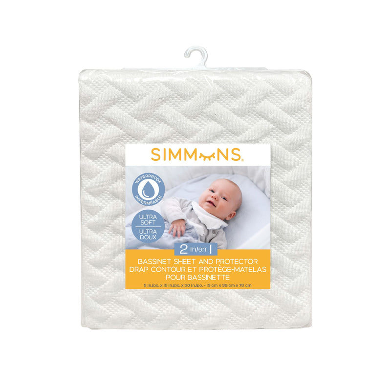 2-in-1 Bassinet Sheet & Waterproof Protector, Ivory L4667