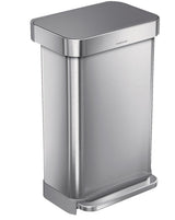 Stainless Steel and Plastic Rectangular Step Garbage Can, 45-L