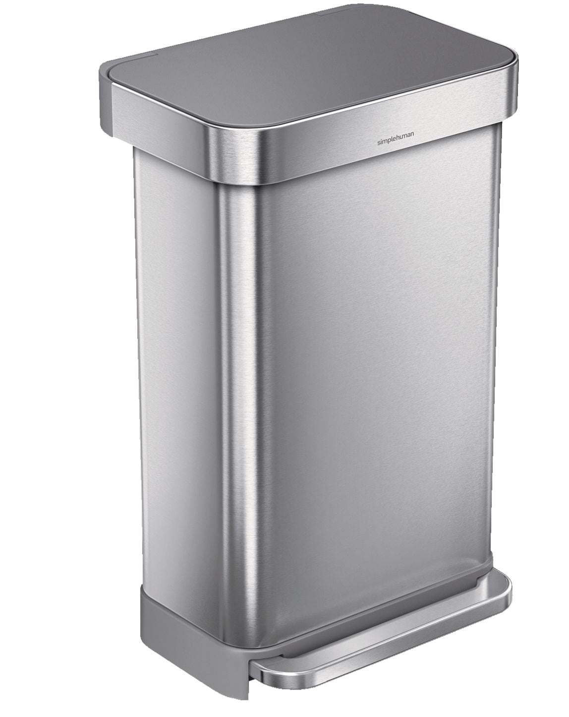 Stainless Steel and Plastic Rectangular Step Garbage Can, 45-L