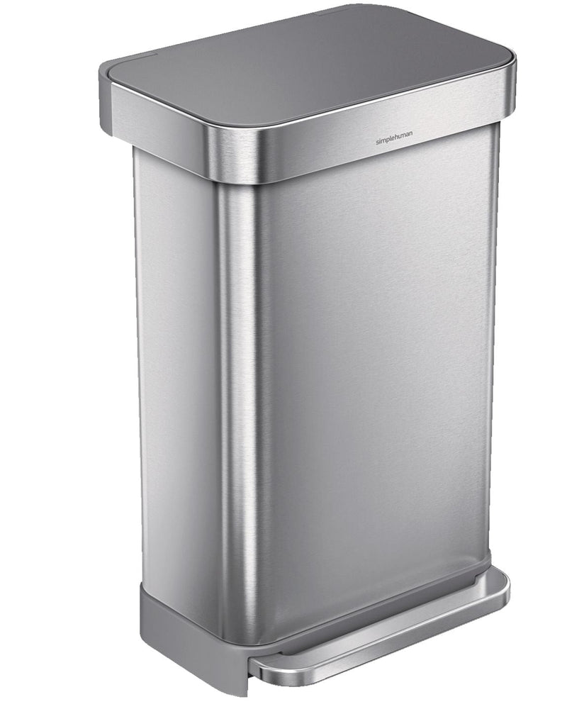 Stainless Steel and Plastic Rectangular Step Garbage Can, 45-L U161