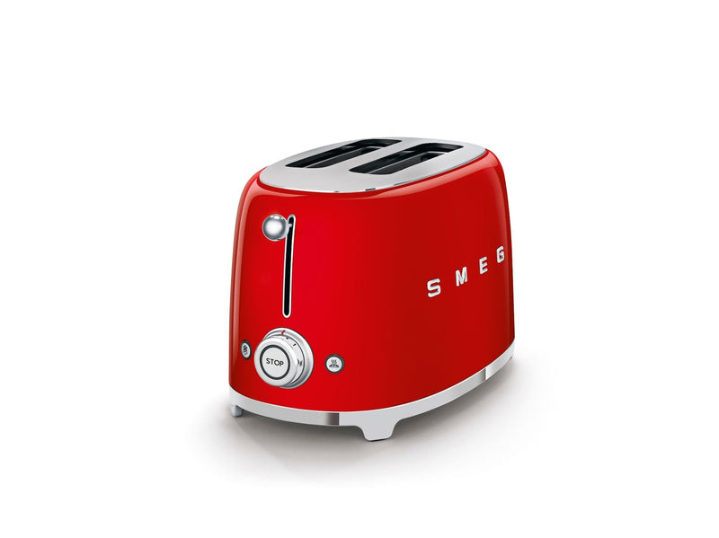 50's Retro Style Wide Slot Pop Up Electric Toaster with 6 Settings, 2-Slice, Red Y7626