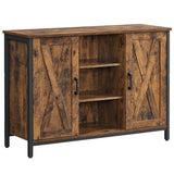Home Rustic Brown Buffet Cabinet with Barn Doors