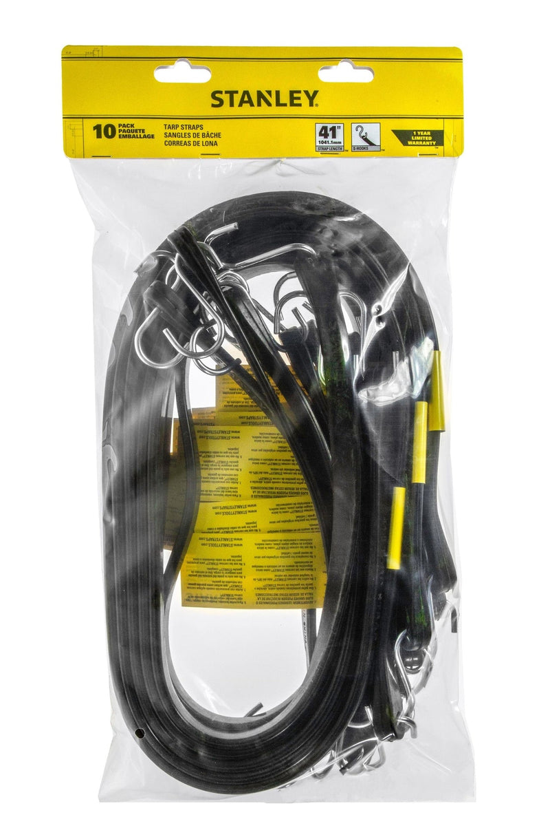 Tarp Straps, All-Weather Rubber Bungee Cords with S-Hooks, 41-in, 10-pk K1250