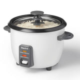 300W 6-Cup White Rice Cooker with Steam Basket