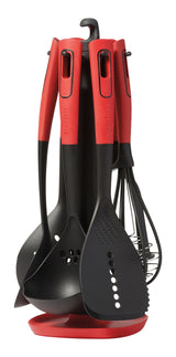 Mixed Kitchen Utensil Set with Nylon Heads and Swivel Holder, 6-pc