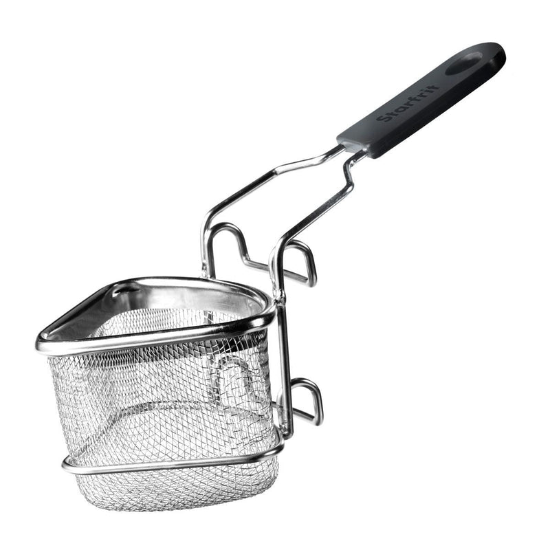 Stainless Steel 2-Way Draining Fondue Cooking Basket with Heat-Resistant Handle, 3.7-in L6526