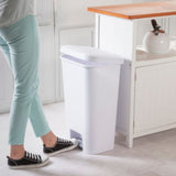 Plastic Rectangular Step Garbage Can, White, 45-L