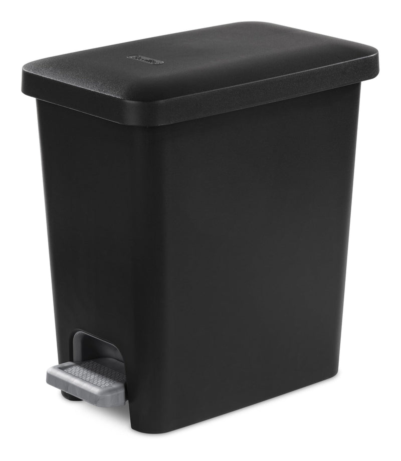 Ultra Plastic Rectangular Step Garbage Can, Black, 10.2-L Y8001
