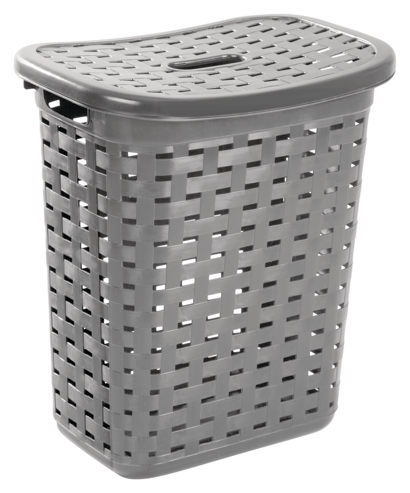 Weave Laundry Hamper, Plastic, Grey