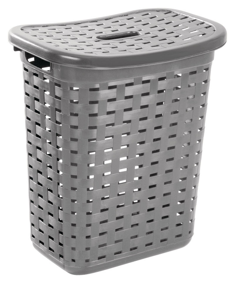 Weave Laundry Hamper, Plastic, Grey U3947