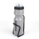 Wide Mouth Self-Sealing Bike Water Bottle withCage/Holder, BPA Free, Silver, 21-oz