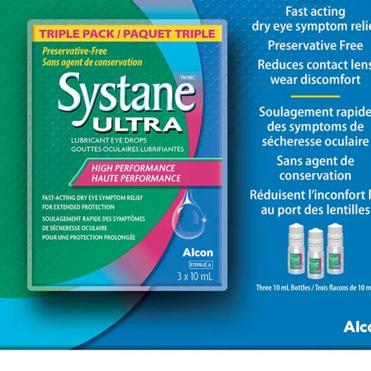 Systane Ultra Lubricant Eye Drops, Preservative Free, 3 x 10 mL Bottles