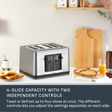 4-Slice Stainless Steel Digital Toaster, Extra wide slots, 7 Browning levels