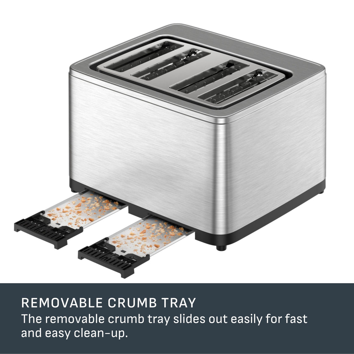 4-Slice Stainless Steel Digital Toaster, Extra wide slots, 7 Browning levels