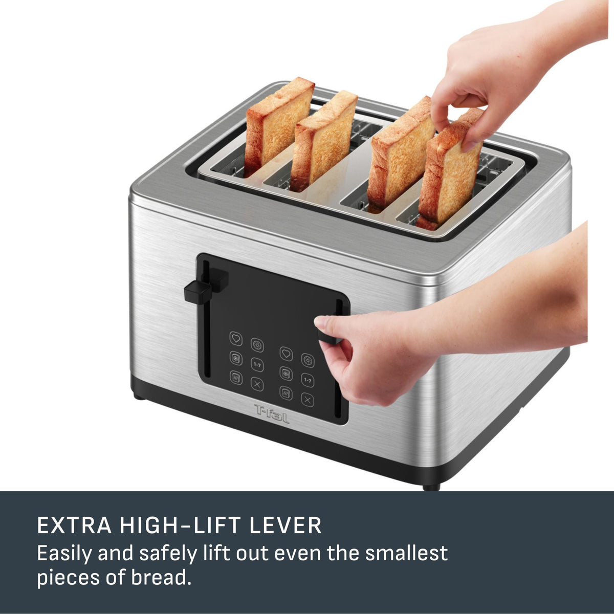 4-Slice Stainless Steel Digital Toaster, Extra wide slots, 7 Browning levels