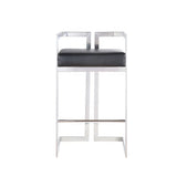 Black Cushioned Harvey Stool with Silver Frame