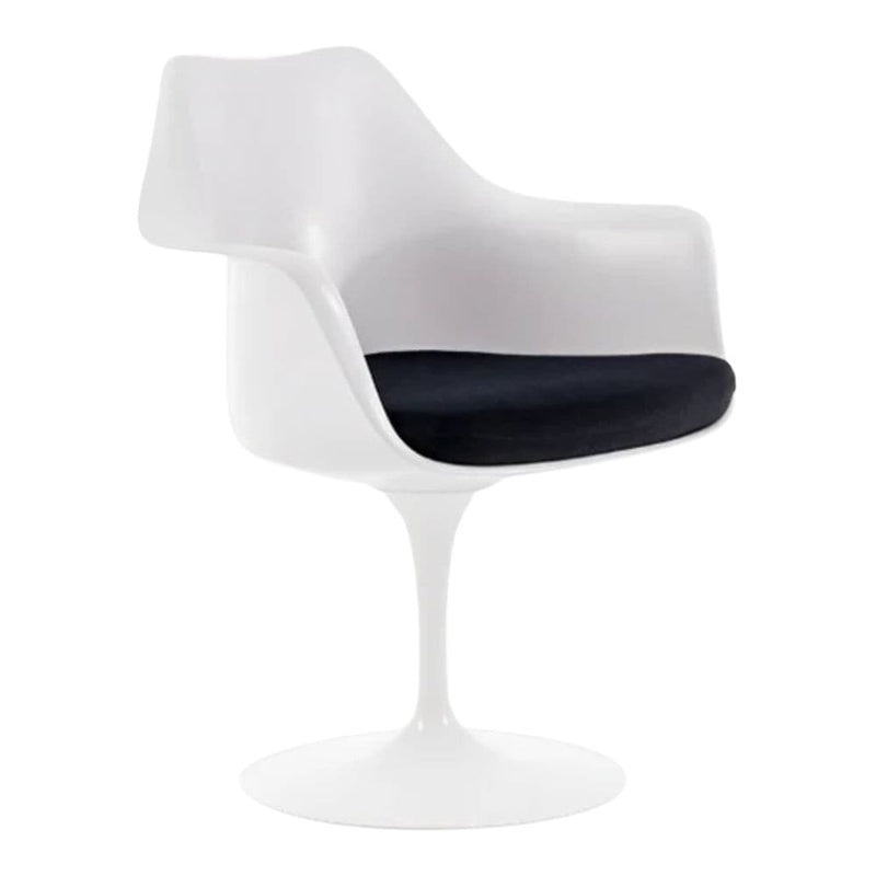 Tulip Chair with Arm, Fiberglass, Black T8598
