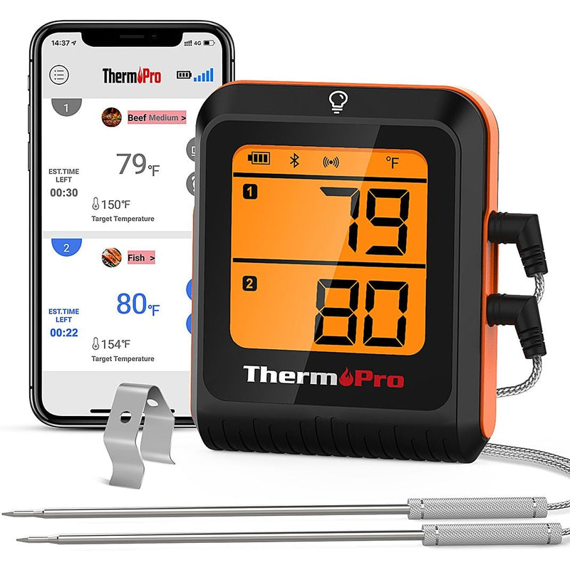 2-Probe Digital-Read Wireless Wireless Food & Meat Cooking Thermometer with Backlight Display & Rechargeable Battery Z2073