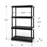 4-Shelf Resin/Plastic Storage Rack/Shelving Unit, 36 x 18 x 54-in