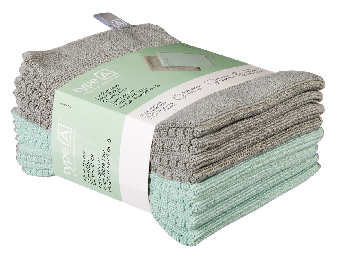 type A All-Purpose Microfibre Cloths, 8-pk
