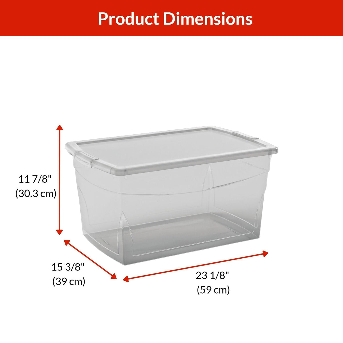 type A Clarity Transparent Storage Box with Lid, 50-L