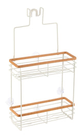 Type A Cubina Over-The-Shower 2-Tier Shower Caddy with Hook, White/Natural