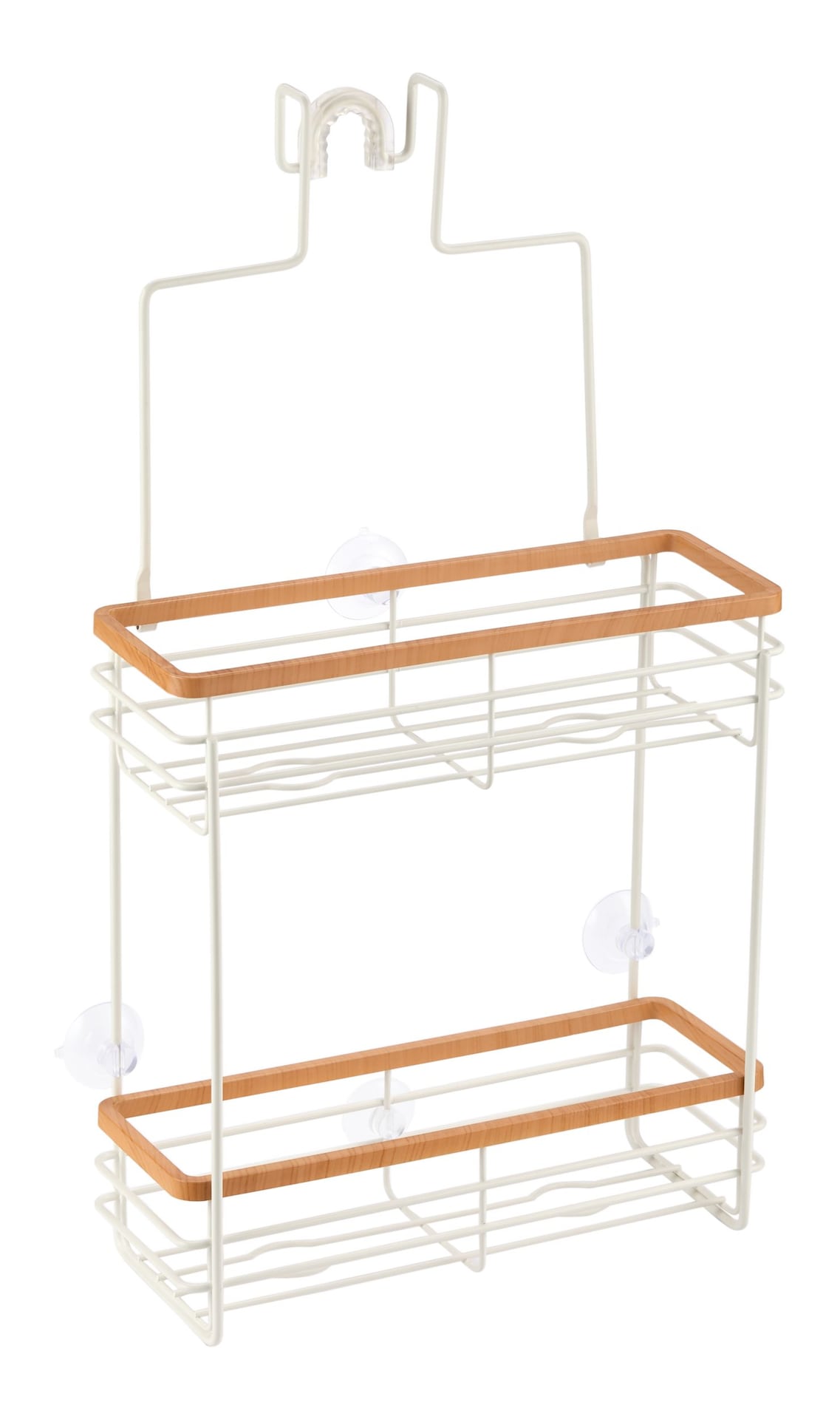 Type A Cubina Over-The-Shower 2-Tier Shower Caddy with Hook, White/Natural