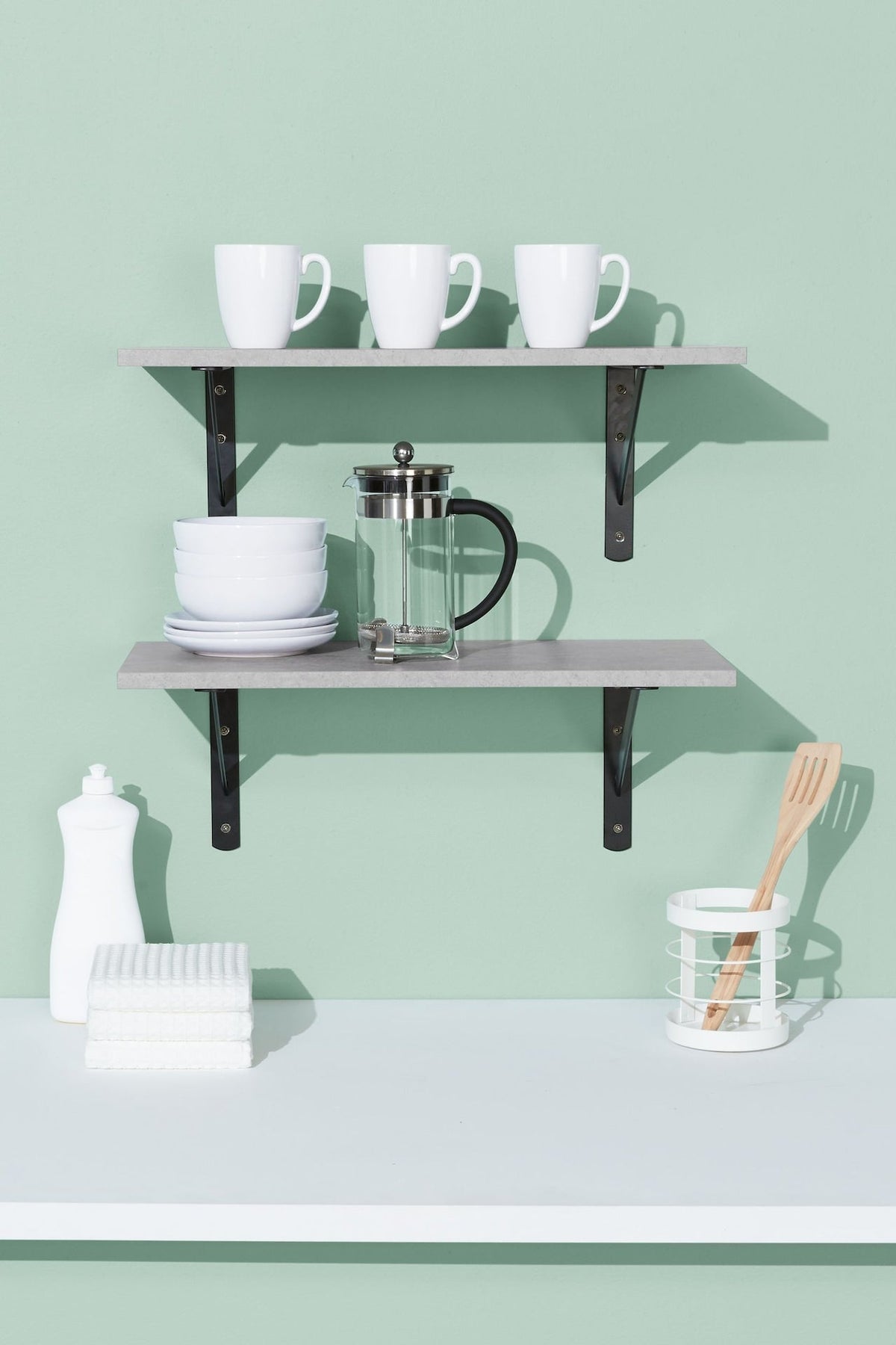 type A Floating Wall Shelf Board, Grey Concrete, 12 x 24-in