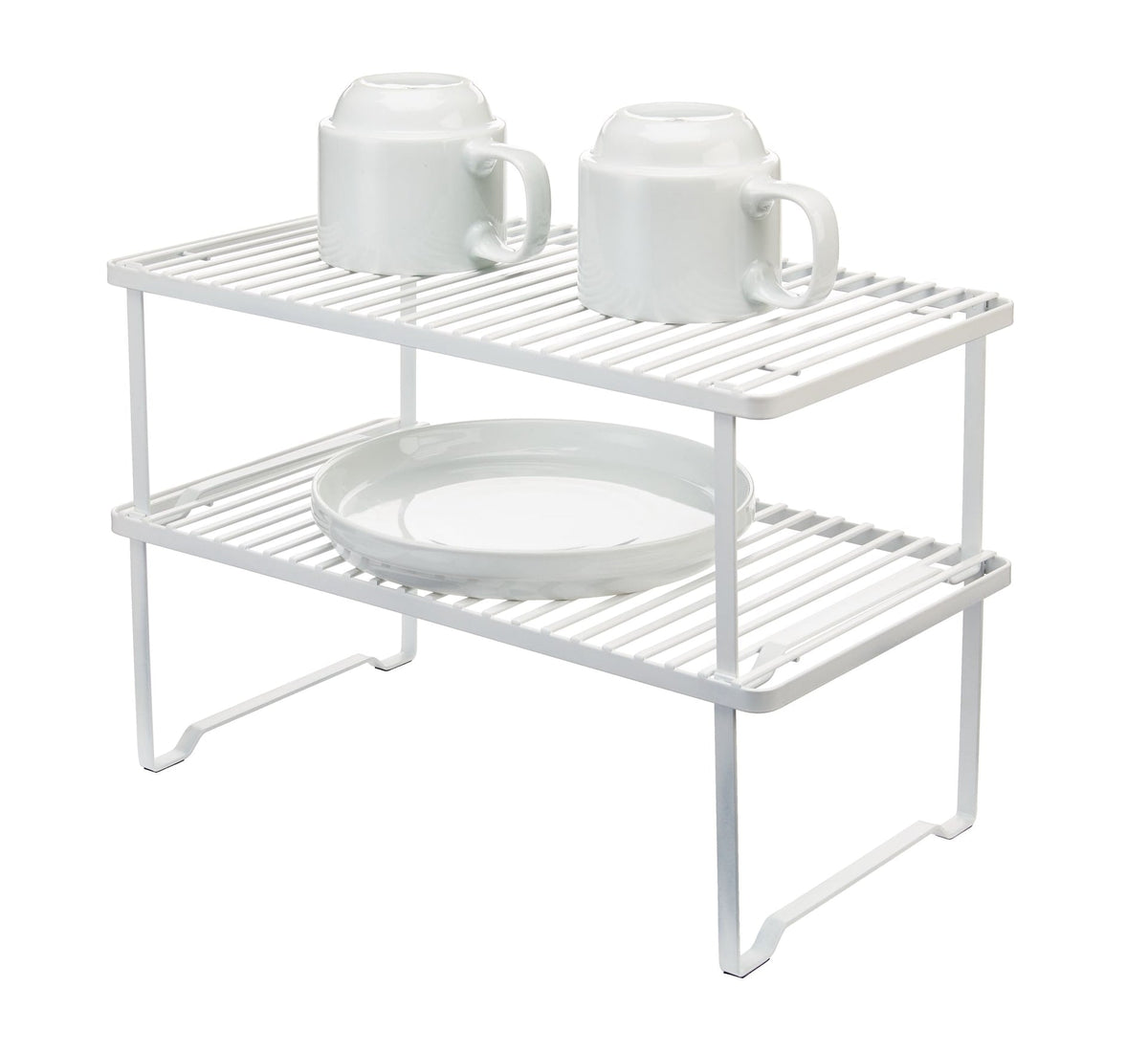 Type A Linear Stackable Storage & Organizer Shelf Rack For Kitchen Cupboard/Cabinet, White