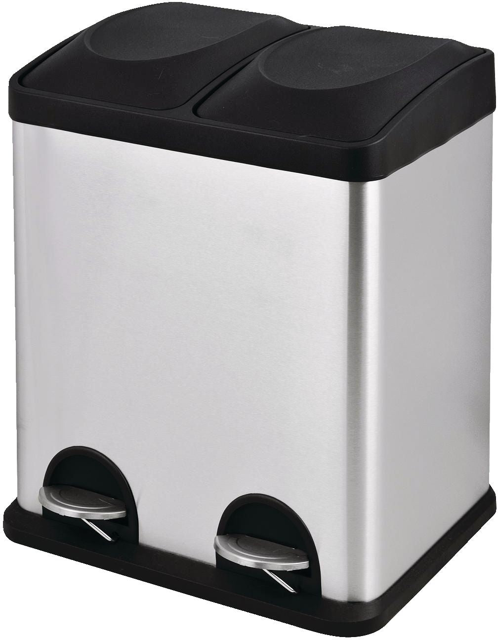 type A Stainless Steel Rectangular 2-Compartment Garbage Can, 2 x 15-L