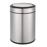 type A Steel and Plastic Circular Swing Lid Garbage Bin, Silver, 8-L