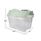 type A Transparent Stackable Storage Box with Flip-top Lid, 45-L, Eucalyptus
