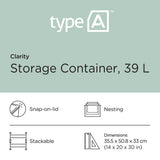 type A Transparent Stackable Storage Box with Lid, 39-L