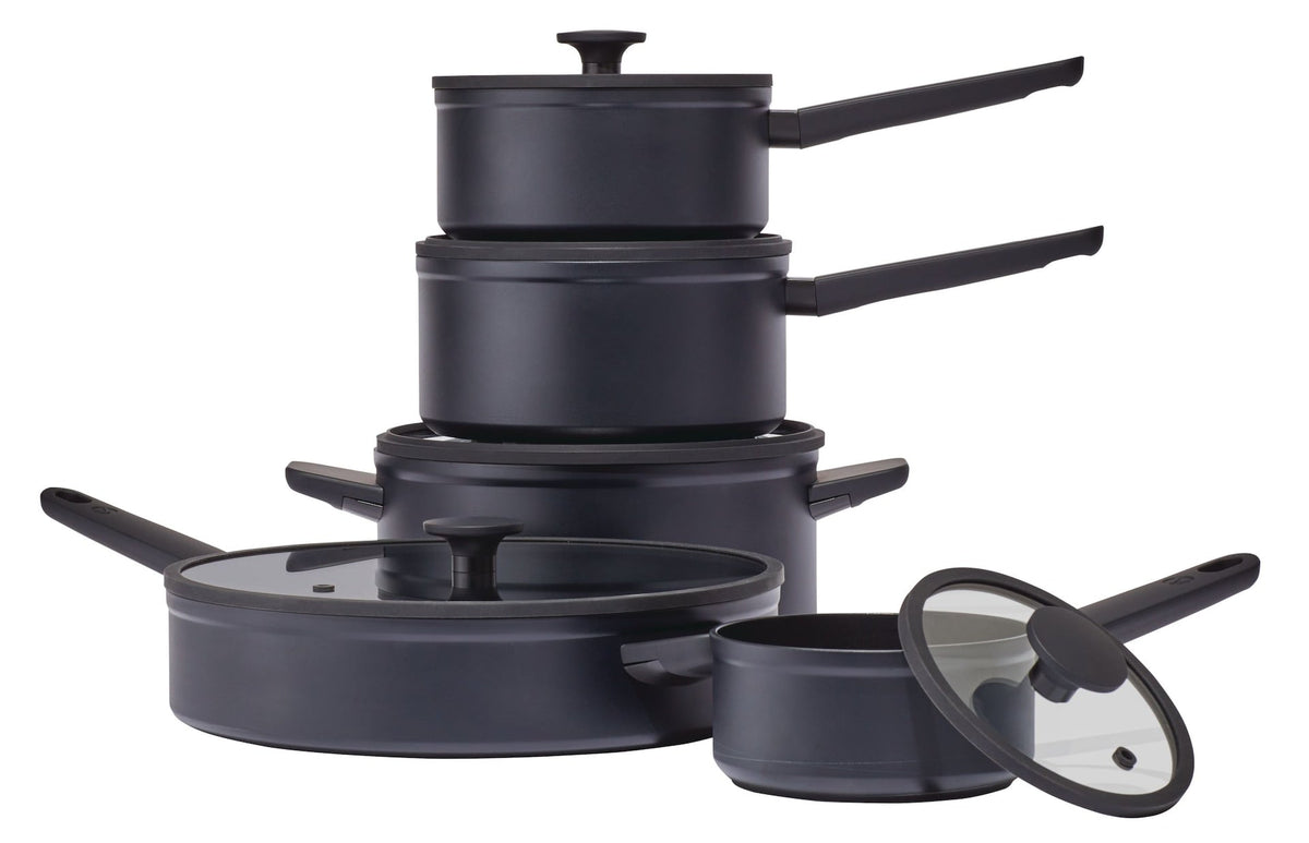 10-Piece Non-Stick Cookware Set, Black, Non-Stick Cookset, Blue, 8-pc, Aluminum Non-Stick Frypan,...