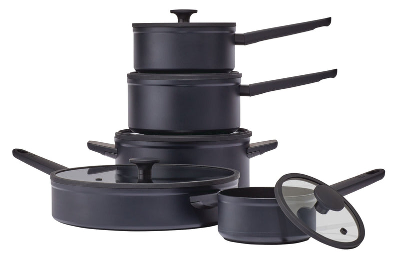 10-Piece Non-Stick Cookware Set, Black, Non-Stick Cookset, Blue, 8-pc, Aluminum Non-Stick Frypan,... F185