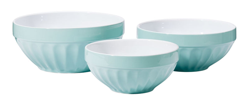 White/Blue Ceramic Mixing Bowl Set, 3-pc T5878