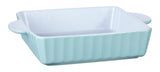 White/Blue Ceramic Square Baking Dish, 9-in