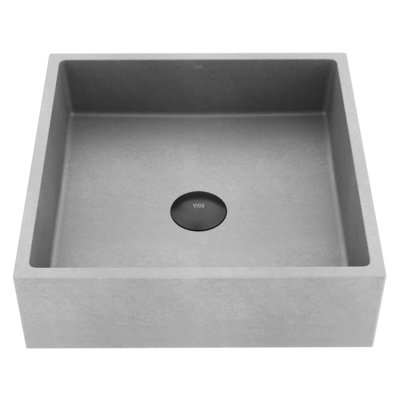 Alhambra Gothic Concreto Stone 15x15-in Deep Grey Bathroom Sink/Basin with Square Vessel Q190