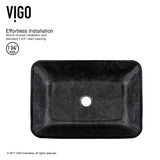 Glass Grey Onyx Bathroom Sink/Basin Set with Niko Faucet and Rectangular Vessel