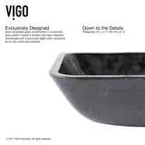 Glass Grey Onyx Bathroom Sink/Basin Set with Niko Faucet and Rectangular Vessel