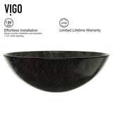 Glass Round Vessel Bathroom Sink/Basin with Deep Bowl, Gray