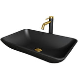 Hadyn Matte Black Bathroom Sink/Basin Set with Lexington Faucet and Rectangular Vessel