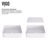 Jasmine White Bathroom Sink/Basin Set with Amada Faucet and Rectangular Composite Vessel