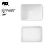 Jasmine White Bathroom Sink/Basin Set with Amada Faucet and Rectangular Composite Vessel