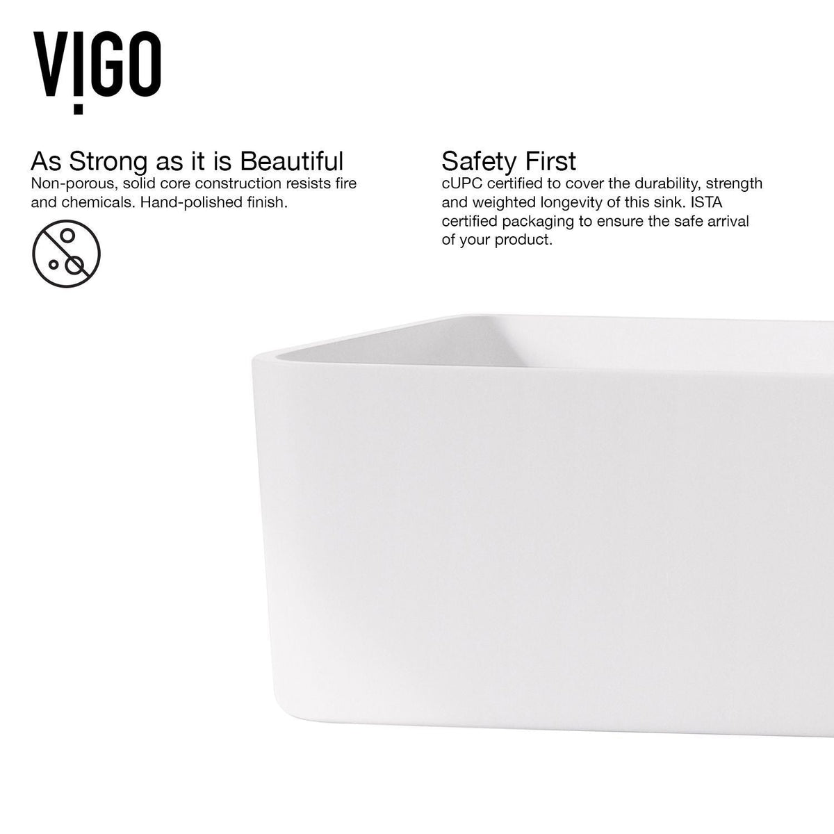 Jasmine White Bathroom Sink/Basin Set with Olus Wall Mount Faucet and Rectangular Composite Vessel