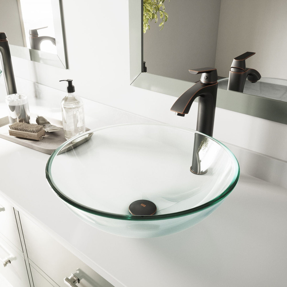 Round Glass Vessel Bathroom Sink/Basin with Repellent Seal Coating, Crystalline