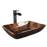 Russet Glass 18-in Red/Brown Bathroom Sink/Basin Set with Niko Faucet and Rectangular Vessel