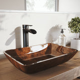 Russet Glass 18-in Red/Brown Bathroom Sink/Basin Set with Niko Faucet and Rectangular Vessel